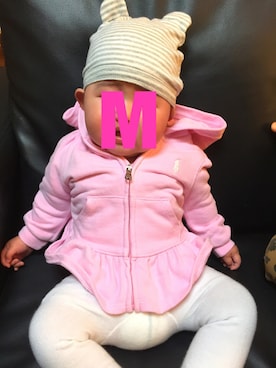 「RALPH LAUREN（ラルフ ローレン）のアイテム（パーカー、ピンク系）」を使った、M/Ｋさん（キッズ）の冬コーディネート