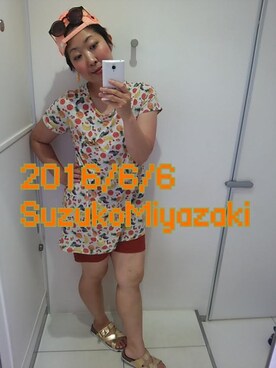 「USEDo（ユーズド）のアイテム（帽子）」を使った、宮崎鈴子さん（レディース・160cm）の夏コーディネート