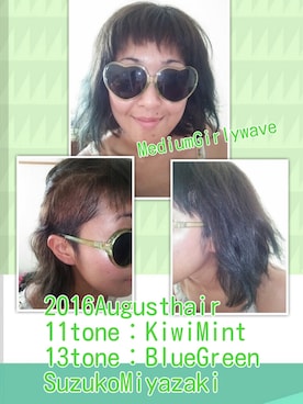 「グリーンヘアー」｜宮崎鈴子さん（レディース・161cm）の夏コーディネート