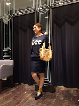 「Lee（リー）のアイテム（デニムスカート）」を使った、ayakaさん（レディース・156cm）の冬コーディネート