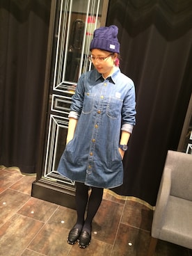 「アイテム（ワンピース、ブルー系）」を使った、ayakaさん（レディース・156cm）の春コーディネート