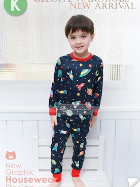 「アイテム（ルームウェア、ブルー系）」を使った、GW(Gleoite Wardrobe)さん（キッズ・110cm）の冬コーディネート