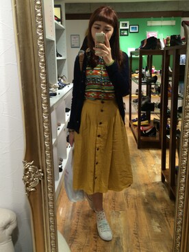 「UNIQLO（ユニクロ）のアイテム（その他アウター、ブルー系）」を使った、ララさん（レディース・160cm）の秋コーディネート