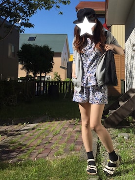 「LOWRYS FARM（ローリーズファーム）のアイテム（セットアップ）」を使った、ワンダーねこビールさん（レディース・162cm）の夏コーディネート