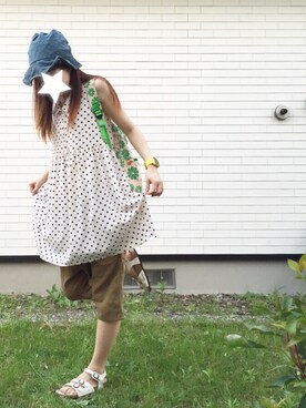 「COCUE（コキュ）のアイテム（バッグ）」を使った、ワンダーねこビールさん（レディース・162cm）の夏コーディネート