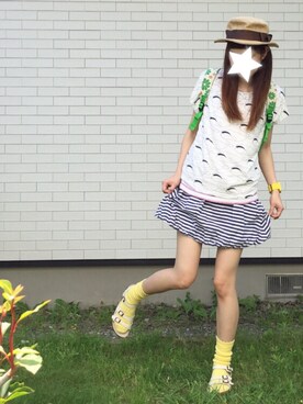 「COCUE（コキュ）のアイテム（バッグ）」を使った、ワンダーねこビールさん（レディース・162cm）の夏コーディネート