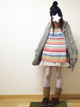 「キュロット」｜「アイテム（ニットキャップ/ビーニー）」を使った、ワンダーねこビールさん（レディース・163cm）の秋コーディネート