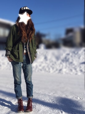 「SNOWPY（スノウピー）のアイテム（ジャケット/アウター）」を使った、ワンダーねこビールさん（レディース・163cm）の冬コーディネート