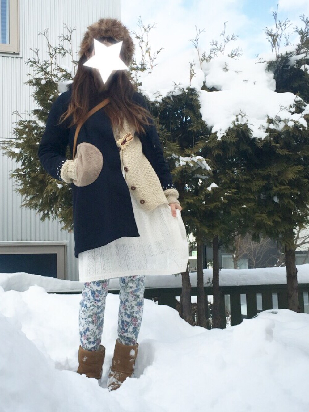 「もこもこもふもふの微妙にレオパ柄な（帽子、ベージュ系）」を使った、ワンダーねこビールさん（レディース・163cm）の冬コーディネートの1枚目の写真