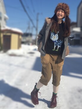 「SNOWPY（スノウピー）のアイテム」を使った、ワンダーねこビールさん（レディース・163cm）の冬コーディネート