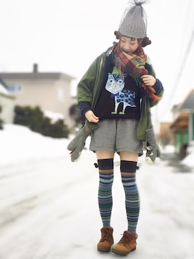 「ショーパン」｜「アイテム（ラッピングキット）」を使った、ワンダーねこビールさん（レディース・163cm）の春コーディネート