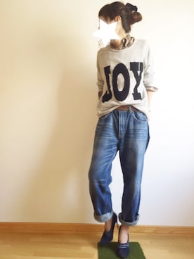 「アイテム（ヘアアクセサリー、ブルー系）」を使った、ワンダーねこビールさん（レディース・162cm）の秋コーディネート