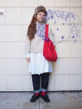 「chambre de charme（シャンブルドゥシャーム）のアイテム（バッグ）」を使った、higumarukaさん（レディース・152cm）の冬コーディネート