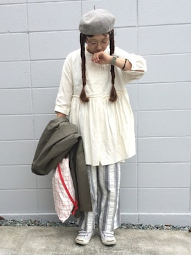 「チュニック」｜「アイテム（トレンチコート）」を使った、higumarukaさん（レディース・152cm）の春コーディネート