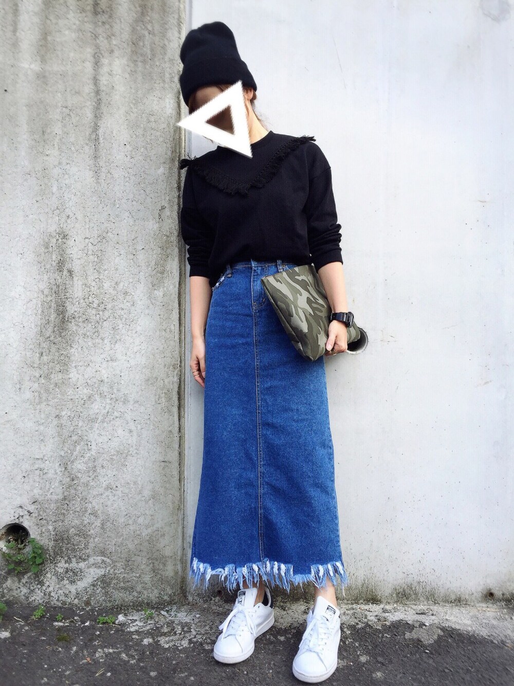 「dholic、WEGO」｜「DHOLICのアイテム（デニムスカート、ブルー系）」を使った、Misat☻．さん（レディース・160cm）の秋コーディネートの1枚目の写真