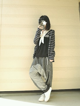 「ボウタイブラウス」｜しぃｏさん（レディース・159cm）の秋コーディネート