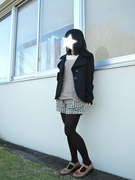 「ドレスシューズ」｜「アイテム（ピーコート）」を使った、しぃｏさん（レディース・159cm）の冬コーディネート