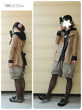 「FRAPBOIS」｜「アイテム（トレンチコート）」を使った、しぃｏさん（レディース・159cm）の春コーディネート