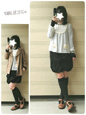 「FRAPBOIS」｜「アイテム（トレンチコート）」を使った、しぃｏさん（レディース・159cm）の春コーディネート