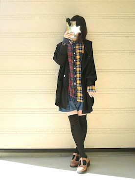 「ニーハイソックス」｜「アイテム（その他アウター）」を使った、しぃｏさん（レディース・159cm）の春コーディネート
