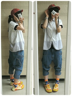 「jevous enprie!（ジュヴゾンプリ）のアイテム（デニムパンツ）」を使った、しぃｏさん（レディース・159cm）の秋コーディネート