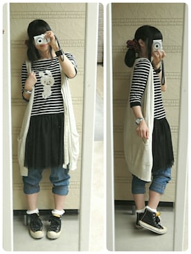 「jevous enprie!（ジュヴゾンプリ）のアイテム（デニムパンツ）」を使った、しぃｏさん（レディース・159cm）の秋コーディネート