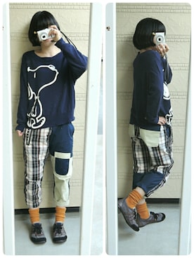 「NIRAME.CO（ニラメッコ）のアイテム（その他パンツ）」を使った、しぃｏさん（レディース・159cm）の秋コーディネート