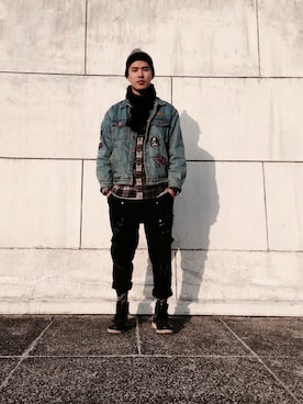 「アイテム（オールインワン・サロペット）」を使った、張泥濘さん（メンズ・179cm・20代）の冬コーディネート