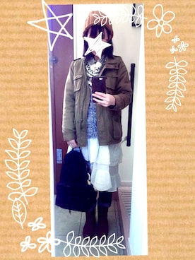 「B.L.U.E（ビーエルユーイー）のアイテム（帽子）」を使った、サキさん（レディース・157cm）の冬コーディネート