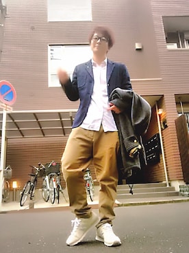 「FRAPBOIS」｜「アイテム（ダッフルコート）」を使った、MACOchiさん（メンズ・165cm）の春コーディネート