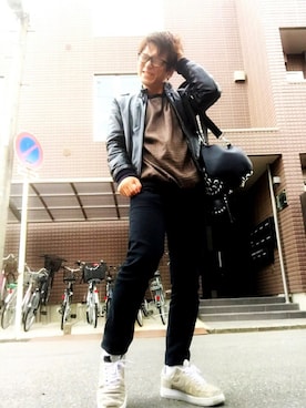「UNIF（ユニフ）のアイテム（バッグ）」を使った、MACOchiさん（メンズ・165cm）の春コーディネート