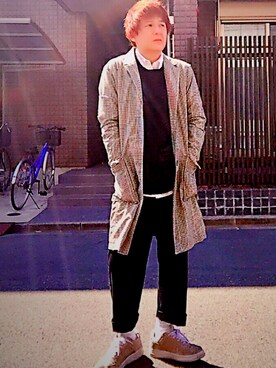 「AIVER（アイバー）のアイテム（スウェット）」を使った、MACOchiさん（メンズ・165cm）の春コーディネート
