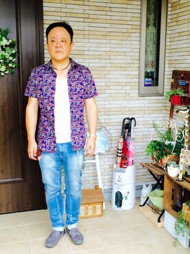 「アイテム（モカシン/デッキシューズ）」を使った、かつさん（メンズ・174cm・50代）の夏コーディネート