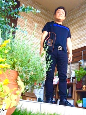 「アイテム（ボディバッグ/ウエストポーチ、ブルー系）」を使った、かつさん（メンズ・174cm）の夏コーディネート