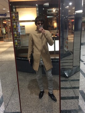 「ato（アトウ）のアイテム（ステンカラーコート）」を使った、T.Fさん（メンズ・182cm）の秋コーディネート