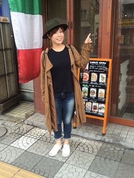 「Ungrid（アングリッド）のインディゴフレイドヘムストスリ（デニムパンツ）」を使った、ぱんさん（レディース・163cm）の秋コーディネート