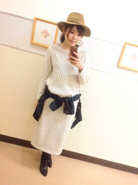 「ニットアップ」｜「アイテム（デニムジャケット）」を使った、ぱんさん（レディース・163cm）の秋コーディネート