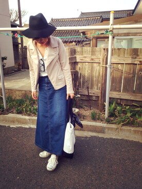 「GLOBAL WORK（グローバルワーク）のフェルトナカオレＨＡＴ/565115（ハット）」を使った、ぱんさん（レディース・163cm）の春コーディネート