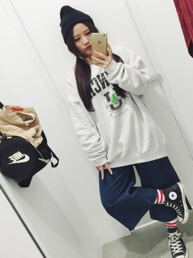 「NIKE(ナイキ)のアイテム(ショルダーバッグ)」を使った、J🌝さん(レディース・155cm)の春コーディネート