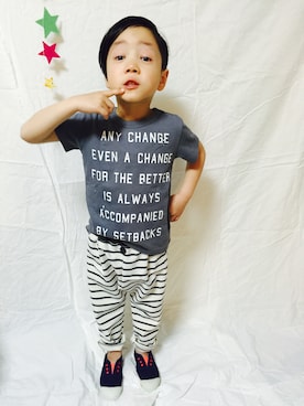 「OIL（オイル）のアイテム」を使った、mori4さん（キッズ・110cm）の春コーディネート