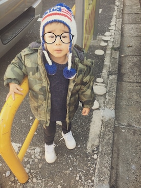 「babygap」｜「アイテム（ダウンジャケット/コート）」を使った、MOEさん（キッズ・90cm）の冬コーディネート