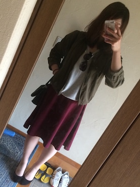 「niko and...（ニコアンド）のDAILYミリタリーブルゾン【niko and...】（ブルゾン、グリーン系）」を使った、ふうさん（レディース・170cm）の秋コーディネート