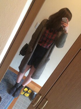 「UNIQLO（ユニクロ）のアイテム（シャツ/ブラウス、レッド系）」を使った、ふうさん（レディース・170cm）の秋コーディネート