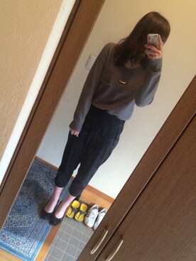 「niko and...（ニコアンド）のリブタックパンツ【niko and...】（その他パンツ、ブラック系）」を使った、ふうさん（レディース・170cm）の冬コーディネート