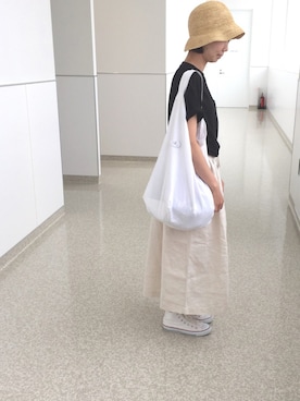 「アイテム（ブローチ/コサージュ、ホワイト系）」を使った、kuminさん（レディース・157cm）の夏コーディネート