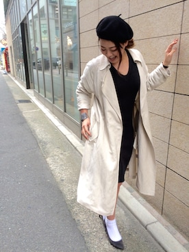 「Chez toi（シェトワ）のアイテム（トレンチコート）」を使った、wakkiii!さん（レディース・160cm）の春コーディネート