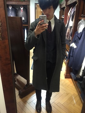 「仕事着」｜「アイテム（チェスターコート）」を使った、kさん（メンズ・180cm）の秋コーディネート