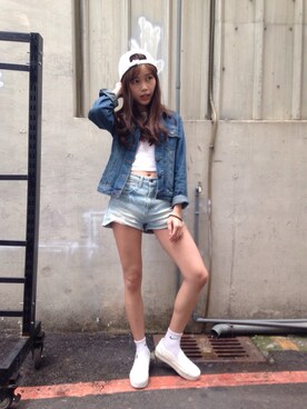 「OVERKILL inc.（オーバーキル）のアイテム（キャップ）」を使った、Carinaさん（レディース・165cm）の春コーディネート