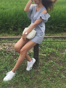 「ひまわり畑」｜「アイテム（アナログ腕時計）」を使った、✴︎M✴︎さん（レディース・165cm）の夏コーディネート