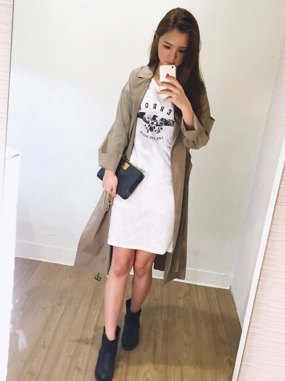 「snidel、ted baker、bymiim、swa」｜「SNIDELのアイテム（ダウンジャケット/コート、ベージュ系）」を使った、S-Waさん（レディース・170cm）の春コーディネートの1枚目の写真